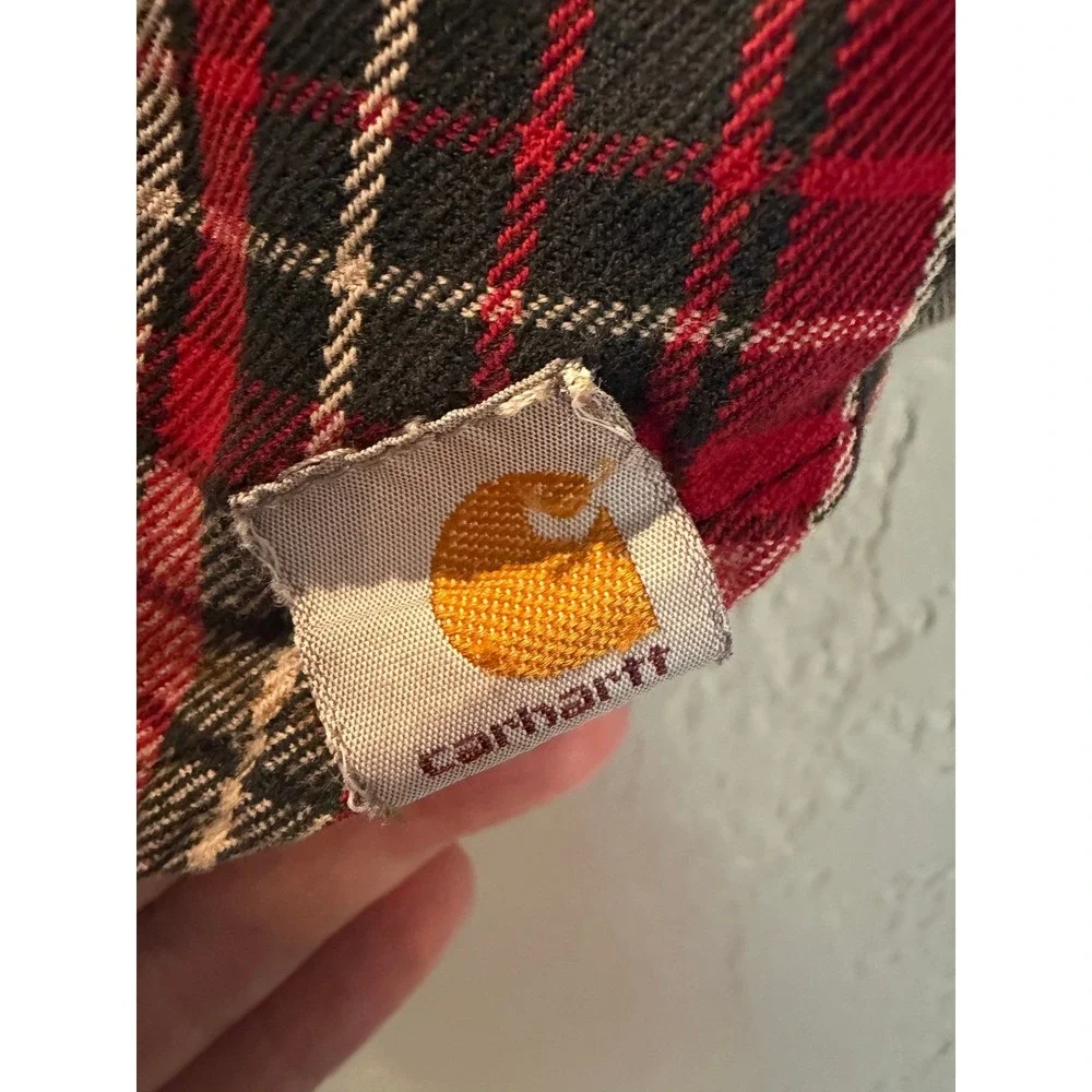 Carhartt Mens Relaxed Fit‎ Plaid Button Down Shirt Red White Black Long Sleeve L